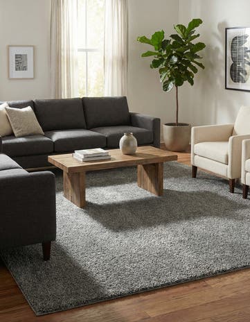 Gray Solid Frieze Rug