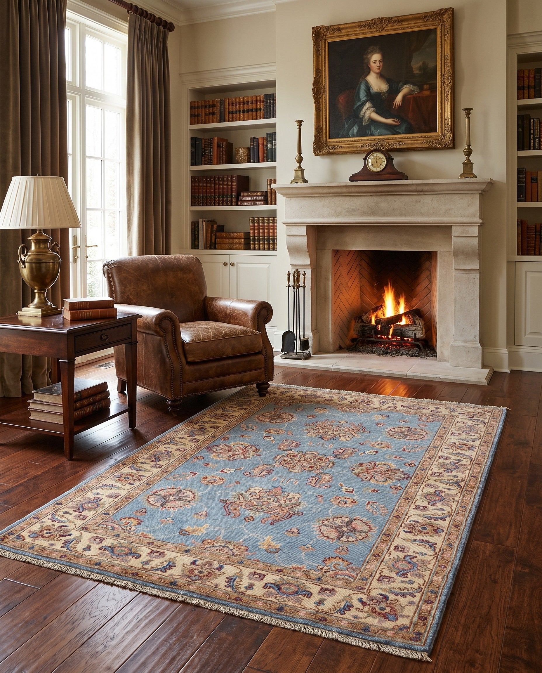 3' 4 x 4' 11 Hand Knotted Ziegler Rug