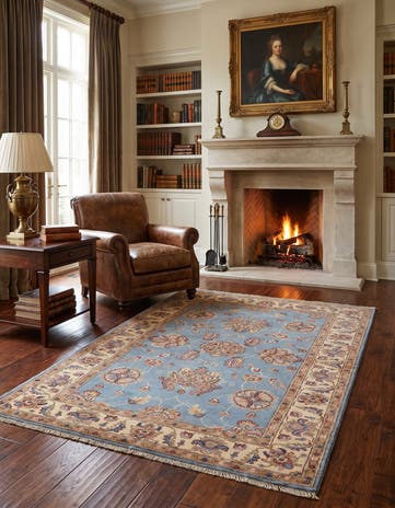 3' 4 x 4' 11 Hand Knotted Ziegler Rug