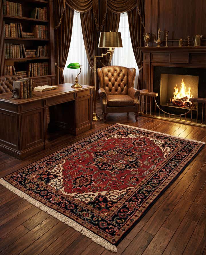 4' 1 x 5' 10 Hand Knotted Heriz Wool Rug