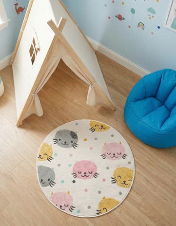 3' 3 x 3' 3 Cats Whimsy Kids Round Rug