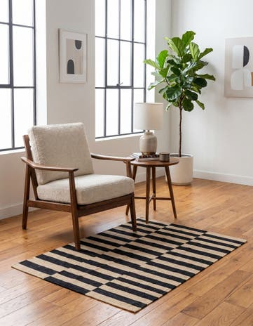 4' x 5' 9 Hand Woven Kilim Modern Wool Rug