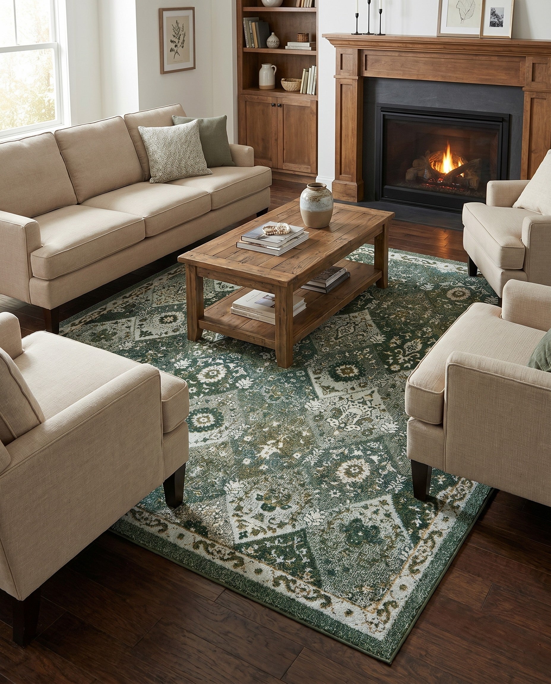 Green Madeline Square Rug