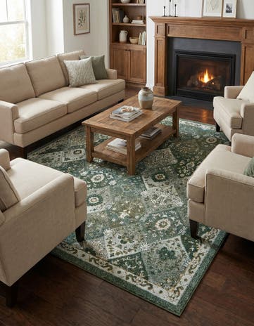 Green Madeline Square Rug