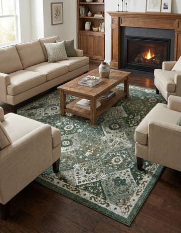 Green Madeline Square Rug
