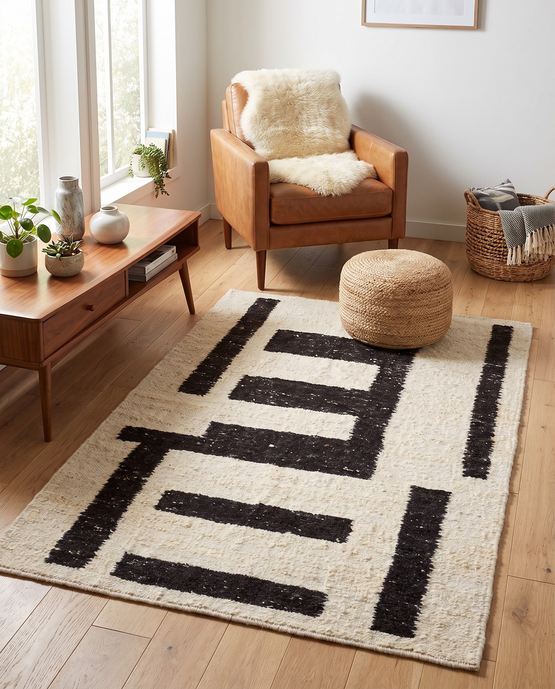 4' 2 x 5' 11 Hand Knotted Moroccan Wool Rug