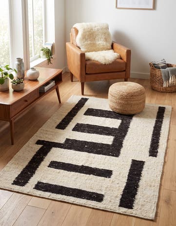 4' 2 x 5' 11 Hand Knotted Moroccan Wool Rug