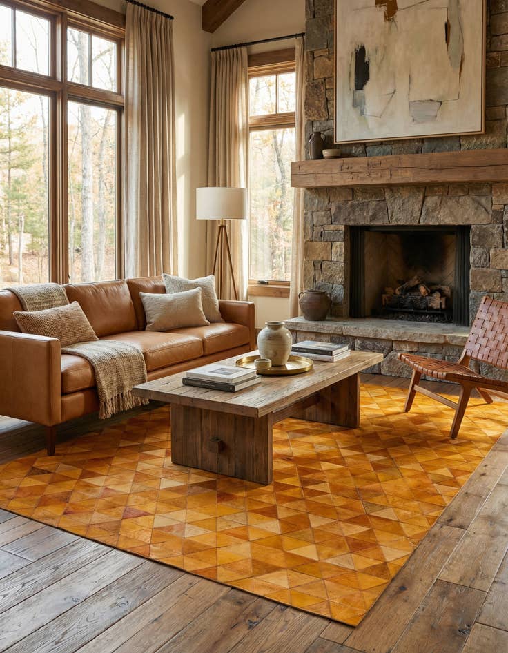 Detail image of 5' 2 x 8' 1 Cowhide Stocks Rug