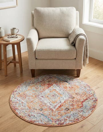Orange Williamsburg Round Rug