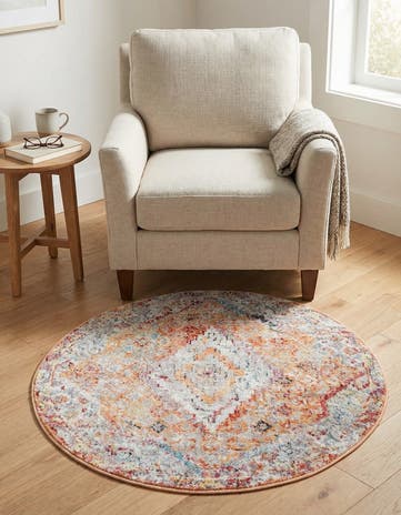 Orange Williamsburg Round Rug