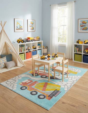 5' 3 x 8' Construction Whimsy Kids Rug