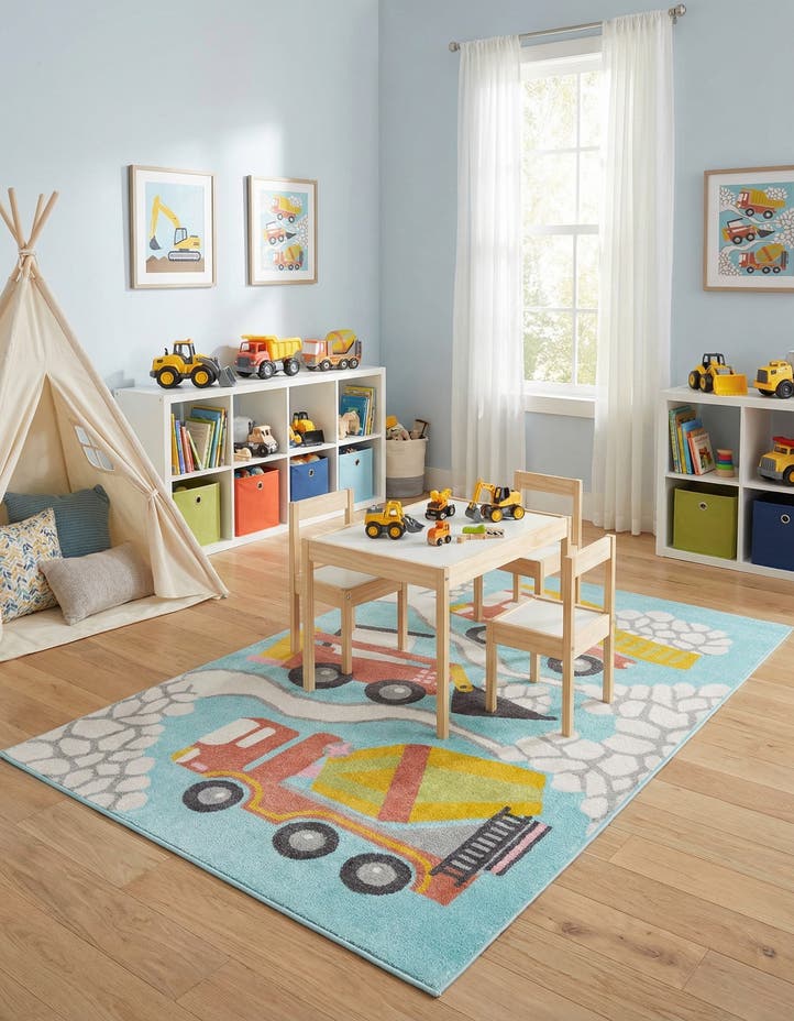 5' 3 x 8' Construction Whimsy Kid...