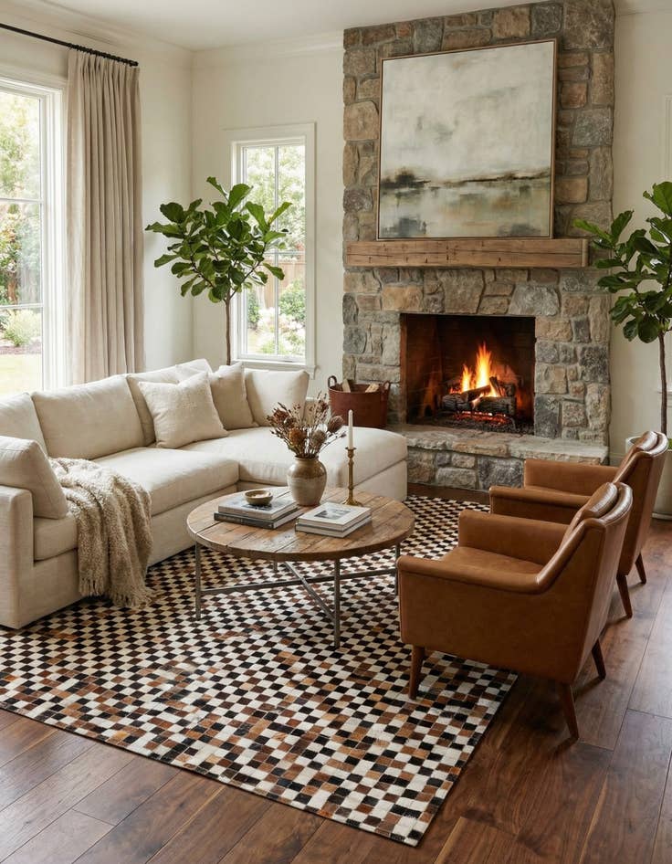 Detail image of 5' 6 x 7' 9 Cowhide Stocks Rug