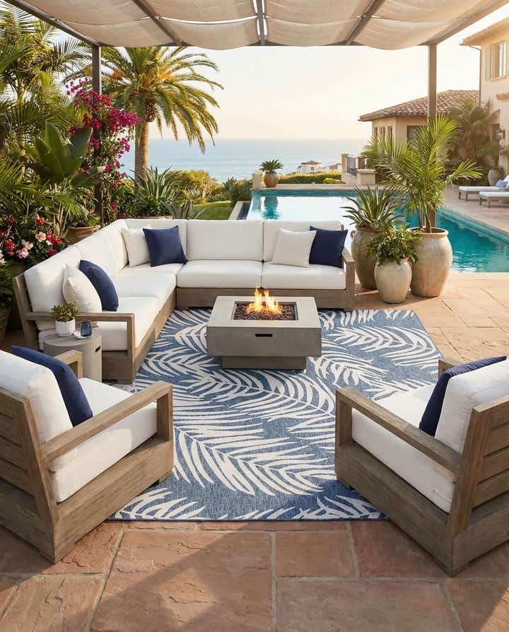 13' x 13' Easy-Clean Botanical Indoor / Outdoor Square Rug