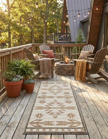 Beige Easy-Clean Modern Indoor / Outdoor Runner Rug