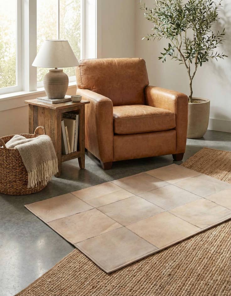 Detail image of 2' 1 x 3' 1 Cowhide Leather Rug