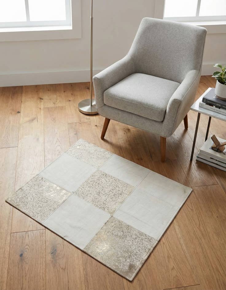 Detail image of 2' 1 x 3' 1 Cowhide Leather Rug