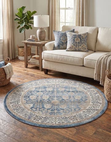 Light Blue Viola Round Rug