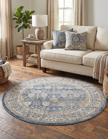 Light Blue Viola Round Rug