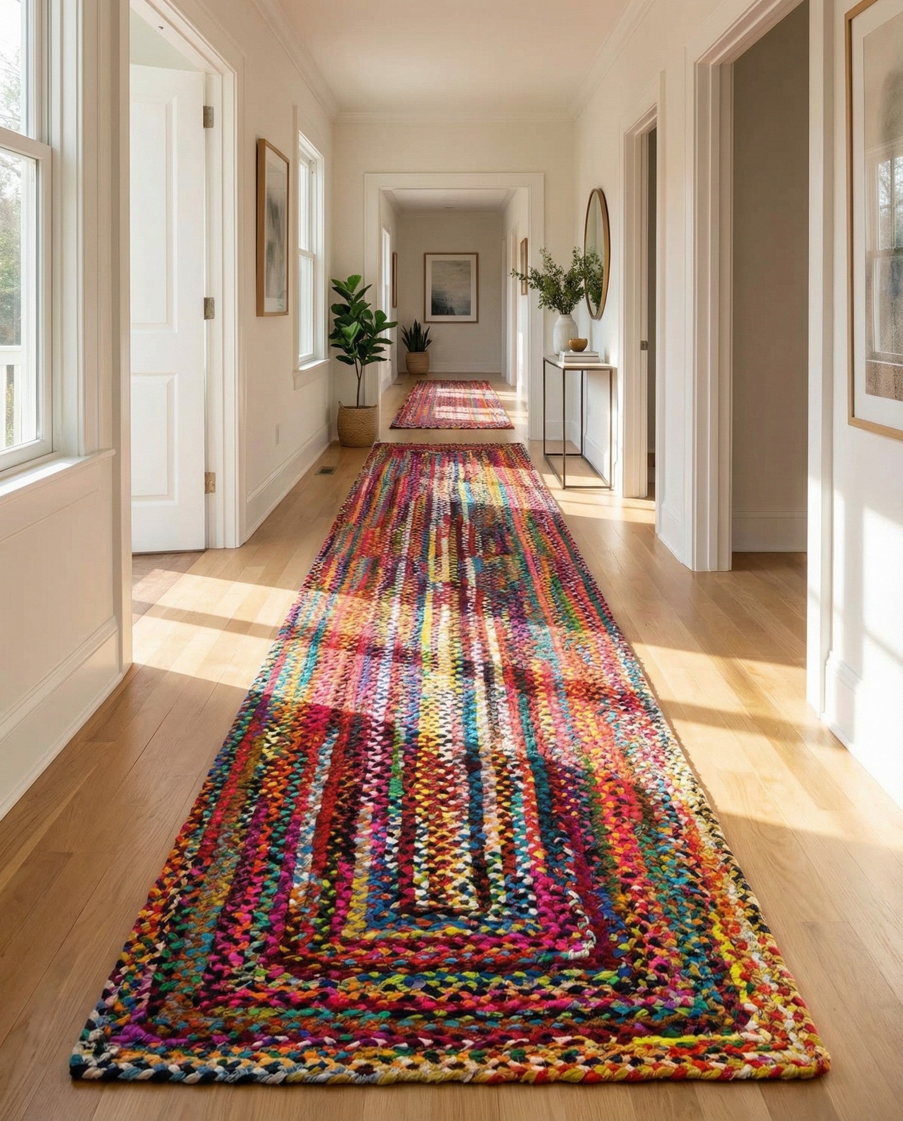 2' 7 x 16' 5  Hand Braided Chindi Runner Rug