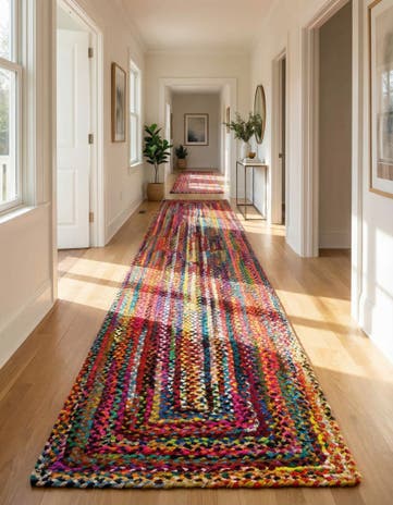 2' 7 x 16' 5 Handmade Braided Chindi Runner Rug