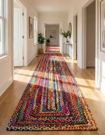 2' 7 x 16' 5 Handmade Braided Chindi Runner Rug