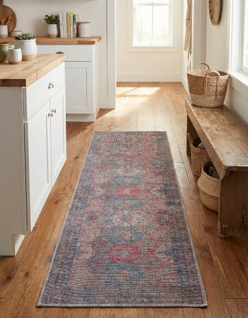 Rust Blue Washable Sisu Runner Rug
