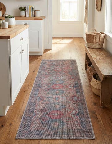 Rust Blue Washable Sisu Runner Rug