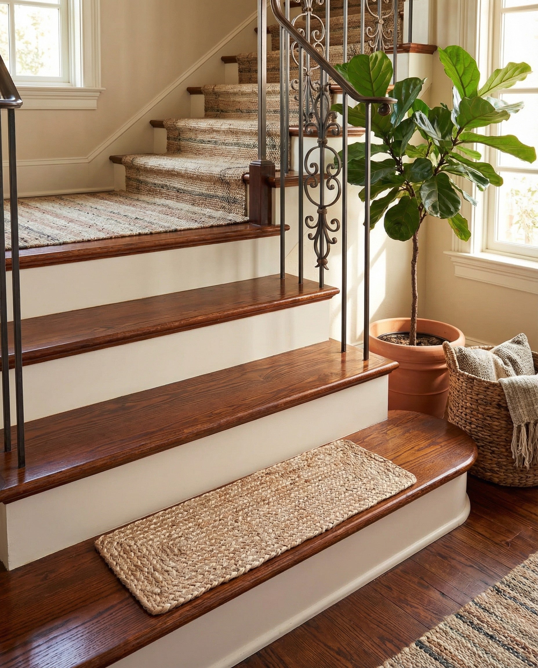 0' 9 x 2' 6  Hand Braided Jute Stair Rug