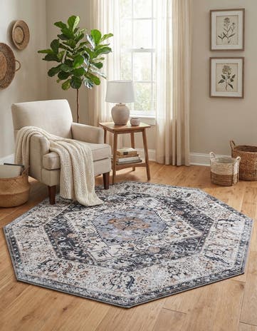 5' x 5' Washable Yara Octagon Rug