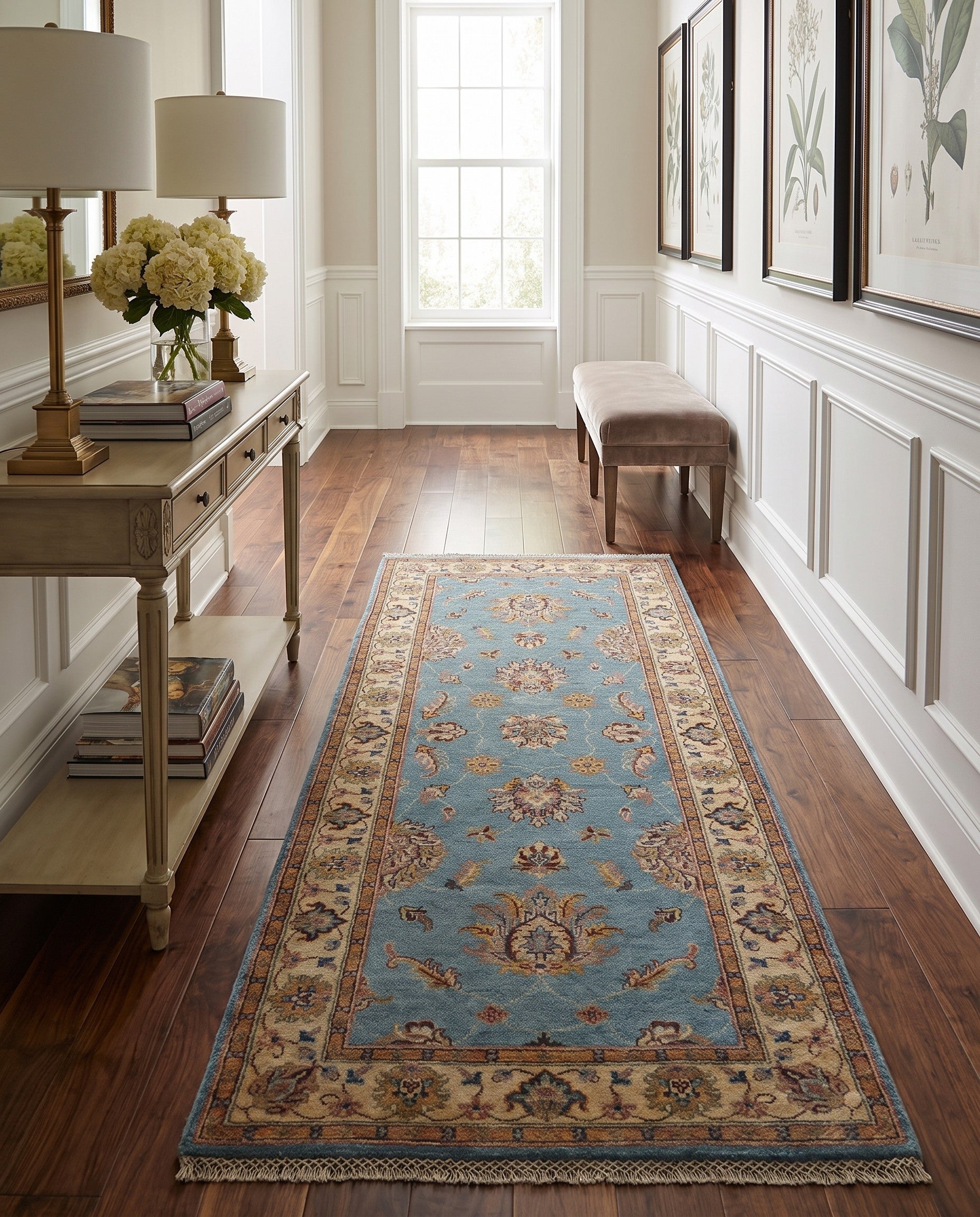 2' 8 x 7' Hand Knotted Pershawar Ziegler Runner Rug
