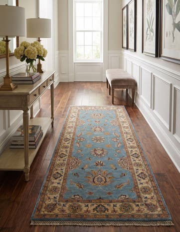 2' 8 x 7' Hand Knotted Pershawar Ziegler Runner Rug