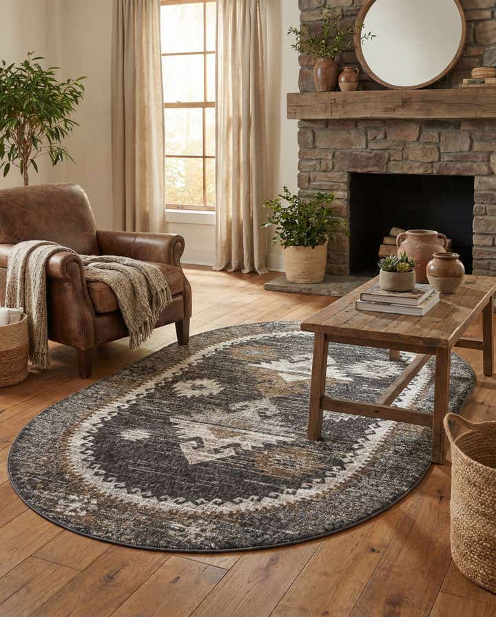 5' 3 x 8' Eco Southwestern Oval Rug