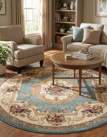 6' x 6' Classic Aubusson Round Rug