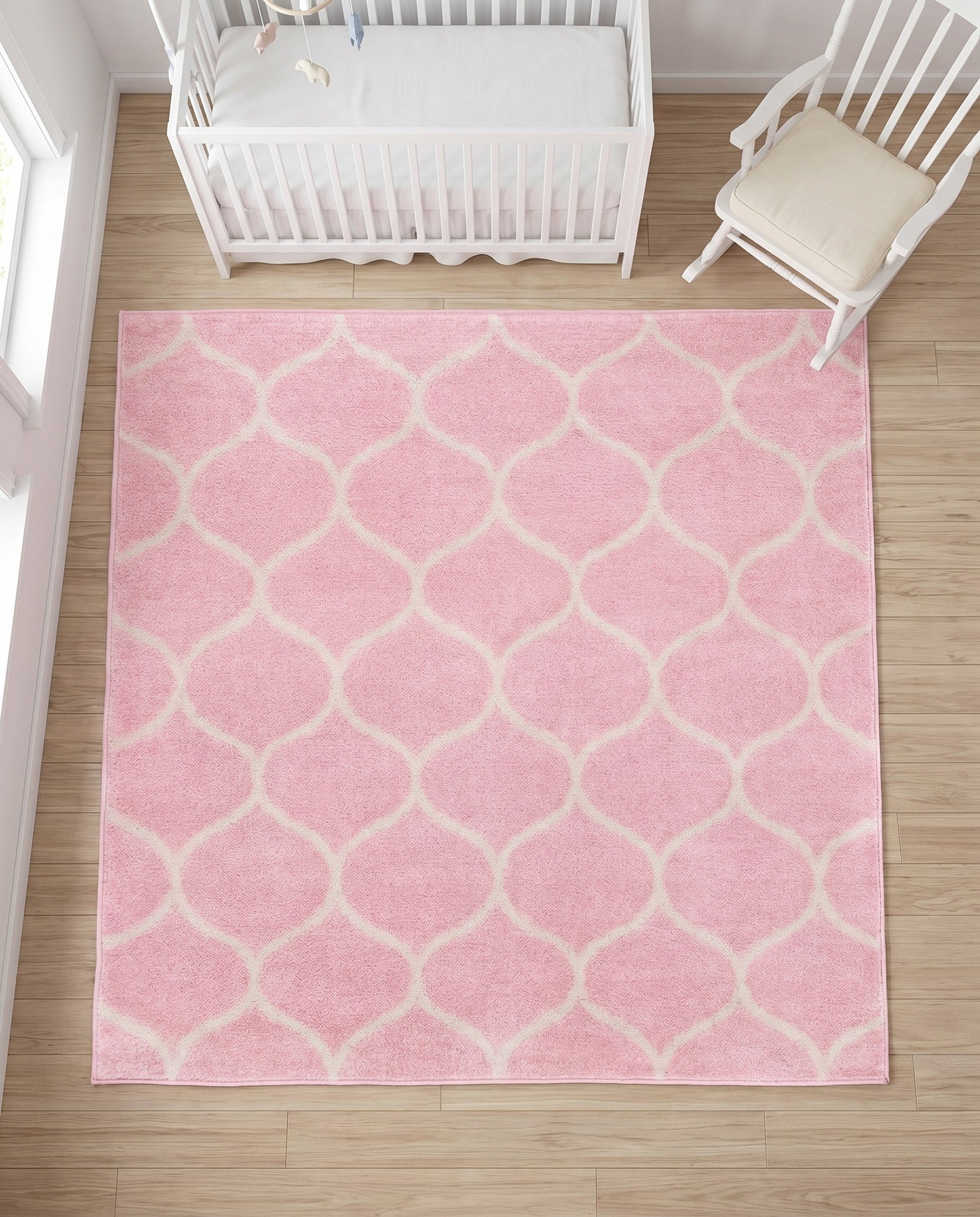 Light Pink Trellis Frieze Square Rug