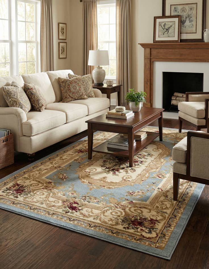 Detail image of 5' 3 x 8' Classic Aubusson Rug