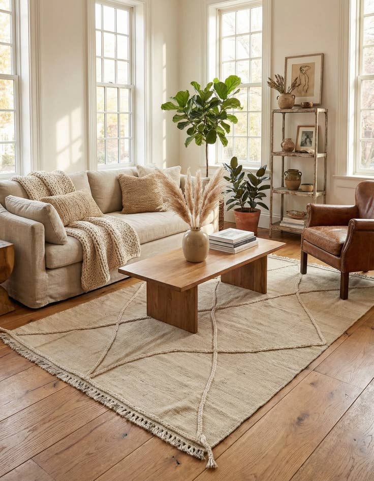 Detail image of 4' 1 x 6' Hand Knotted Moroccan Wool Rug