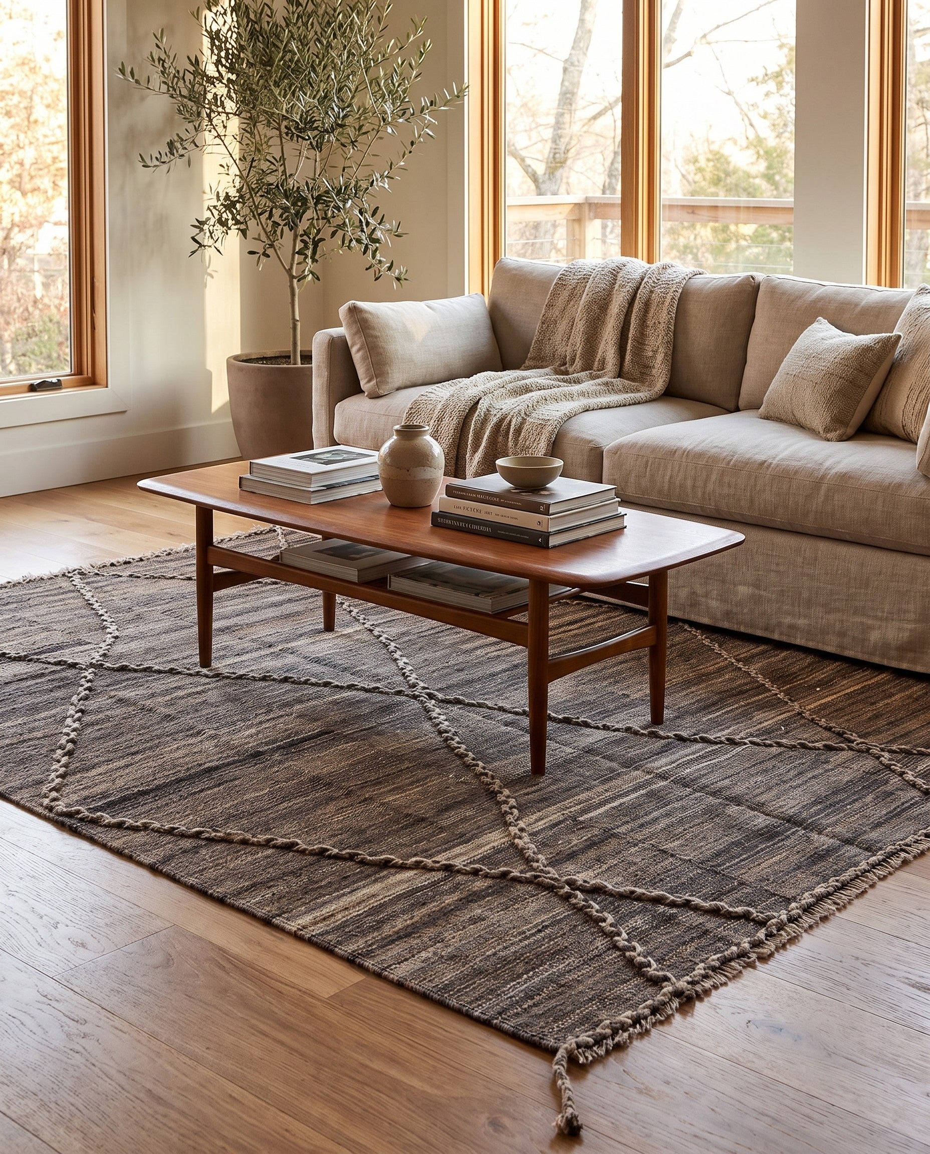 4' 3 x 6' Hand Woven Kilim Modern Wool Rug