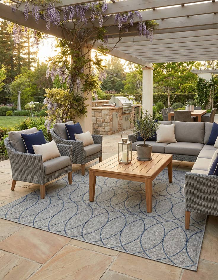 Detail image of 10' x 10'  Washable Trellis Indoor / Outdoor Square Rug