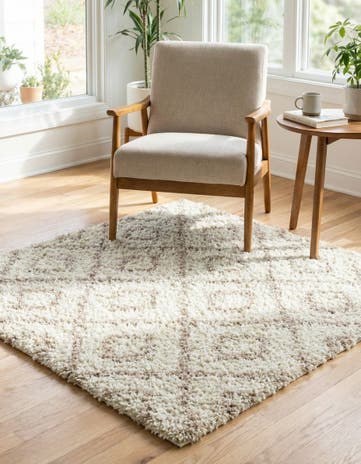 4' x 4' Lattice Shag Square Rug