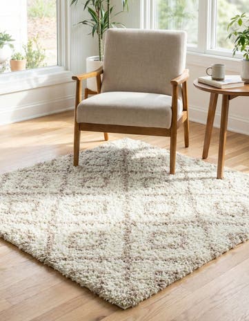 4' x 4' Lattice Shag Square Rug