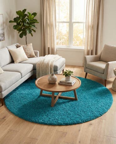  7' 10 x 7' 10 Solid Shag Round Rug