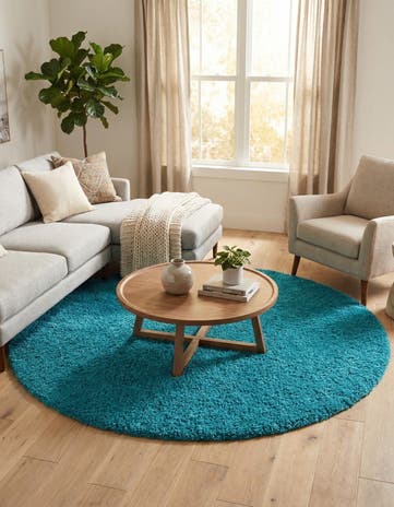 7' 10 x 7' 10 Solid Shag Round Rug