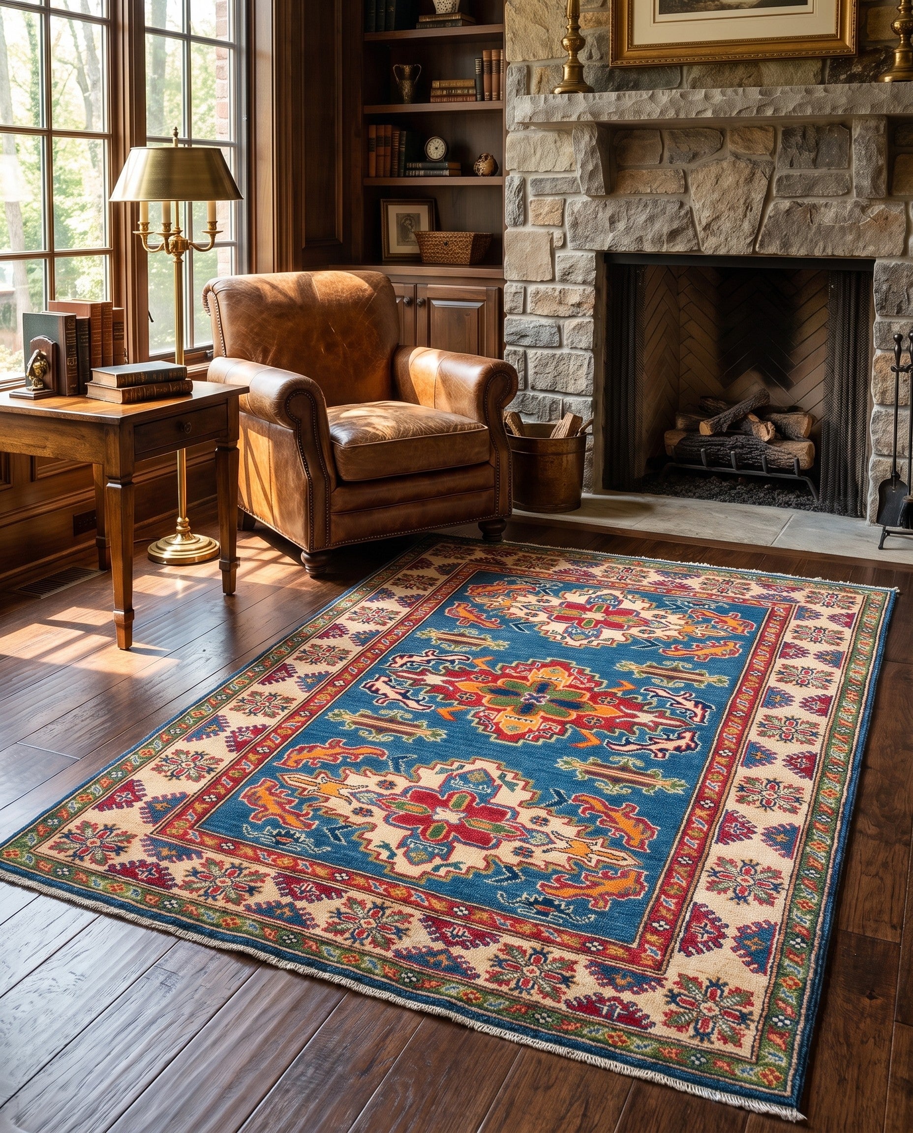 4' x 5' 4 Hand Knotted Kazak Rug
