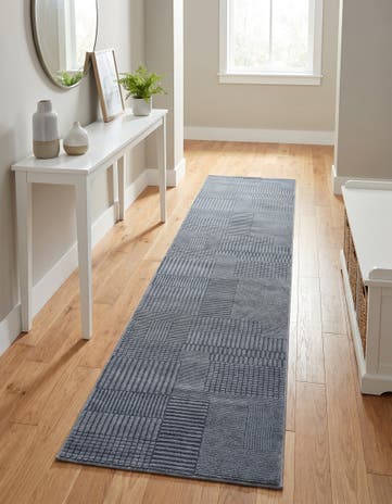 Slate Blue Textura Designer Runner Rug
