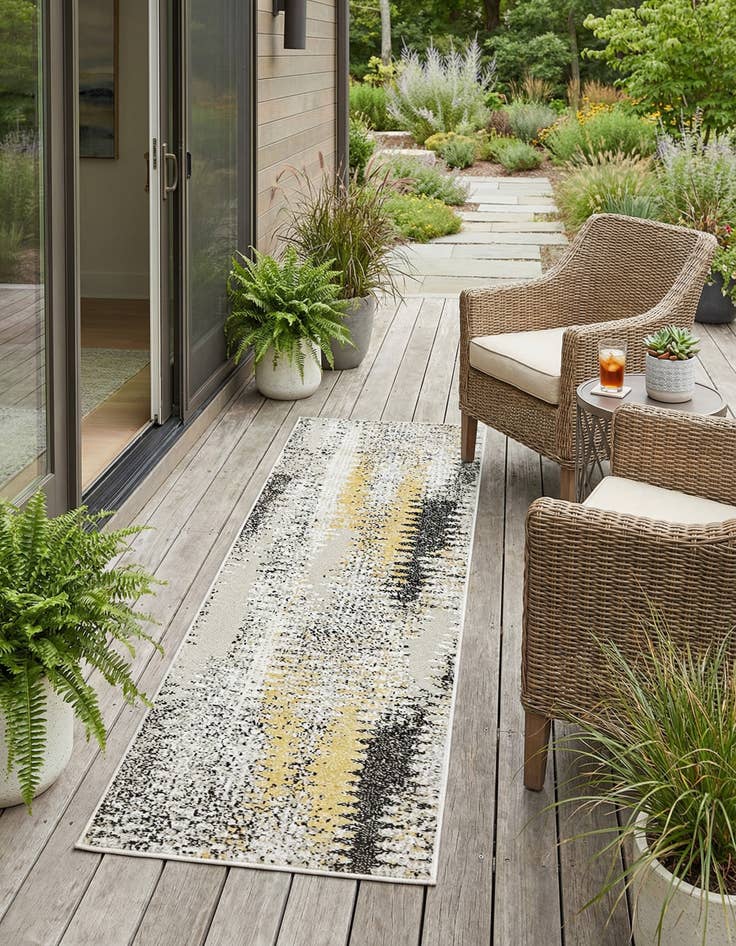Detail image of 2' x 6' Washable Modern Indoor / Outdoor Runner Rug