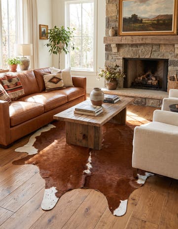 6' 4 x 6' 5 Cowhide Leather Square Rug