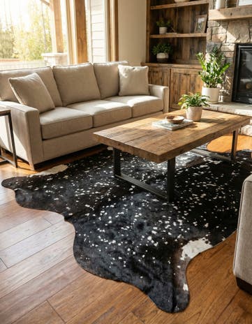 6' 4 x 7' Cowhide Leather Rug