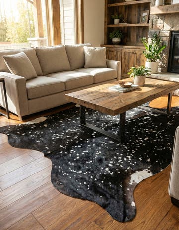 6' 4 x 7' Cowhide Leather Rug