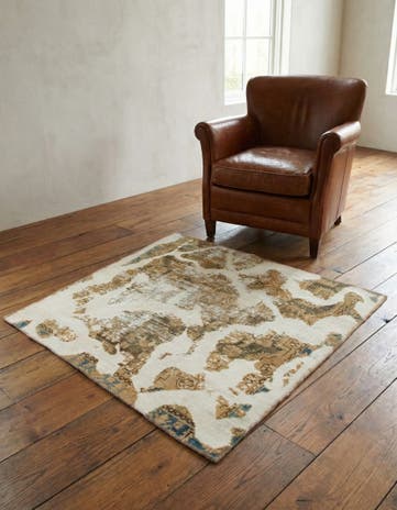 3' 9 x 4' Hand Knotted Ultra Vintage Persian Wool Square Rug